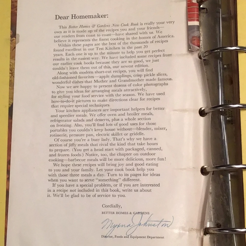 VTG Better Homes and Gardens New Cookbook 5th Printing 1960s Ring‎ Binder